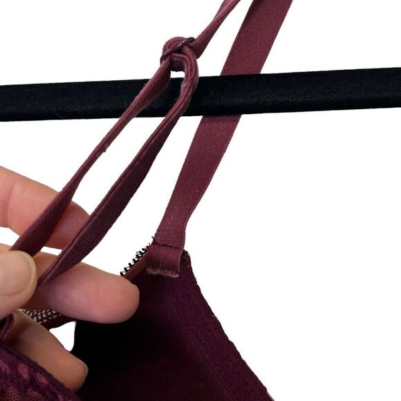 Victoria's Secret Very Sexy Push-Up Bra Size 36D Underwire Red Burgundy Lace - Picture 13 of 14